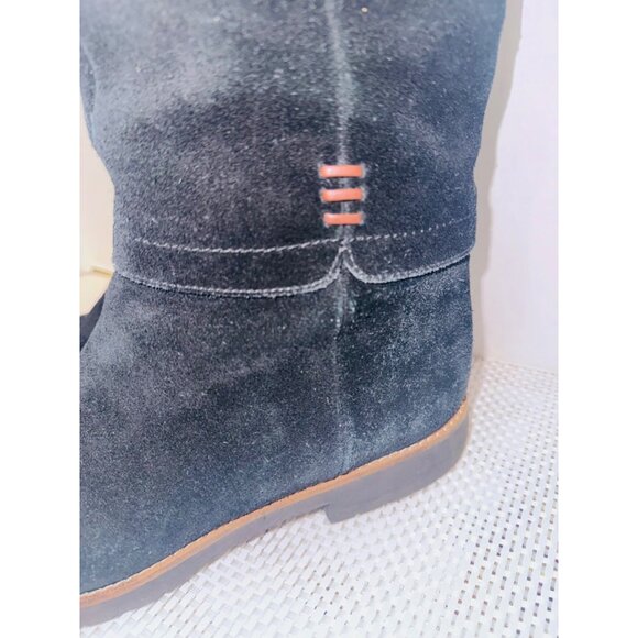 Franco Sarto Black Leather Suede Tall Riding Boots 10 Quiet Luxury Boho Cottage - Picture 13 of 15